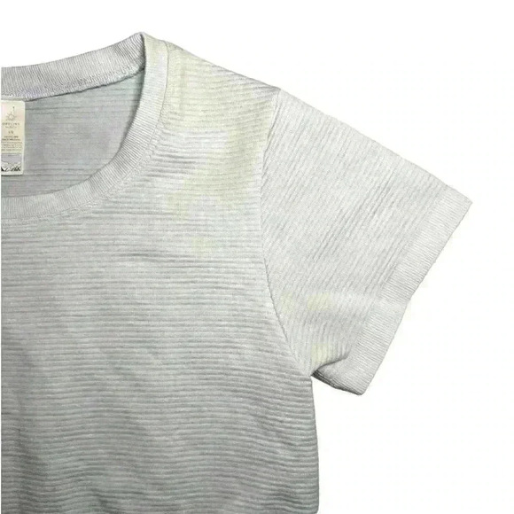 OFFLINE By Aerie Totally! Textured Seamless Cropped T-Shirt Light Blue/Grey LG​ - Picture 3 of 8